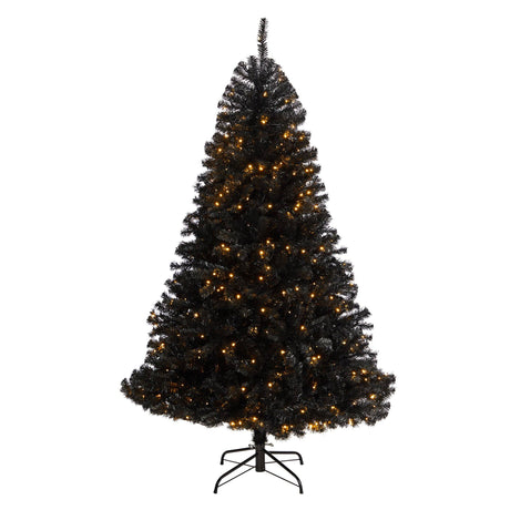 6’ Black Artificial Christmas Tree with 400 Clear LED Lights and 1036 Tips-Christmas Tree-Parc Decor