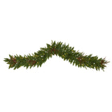 6' Christmas Pine Artificial Garland with 50 Warm White LED Lights and Berries-Garland-Parc Decor