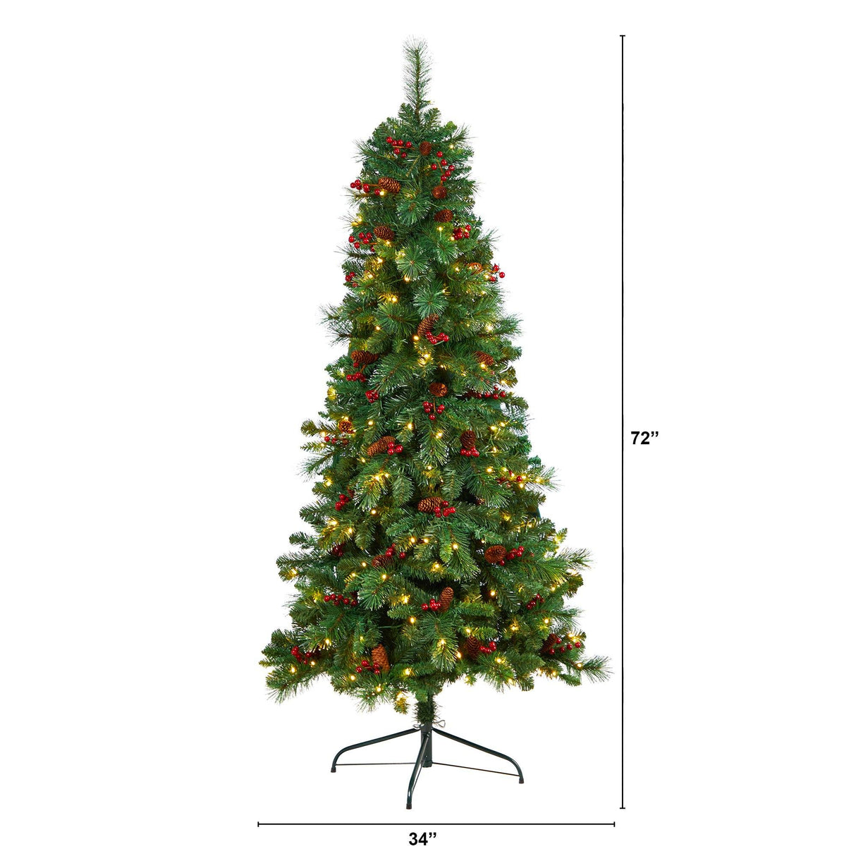 6’ Flat Back Montreal Mountain Artificial Christmas Tree with Pine Cones and Berries-Christmas Tree-Parc Decor