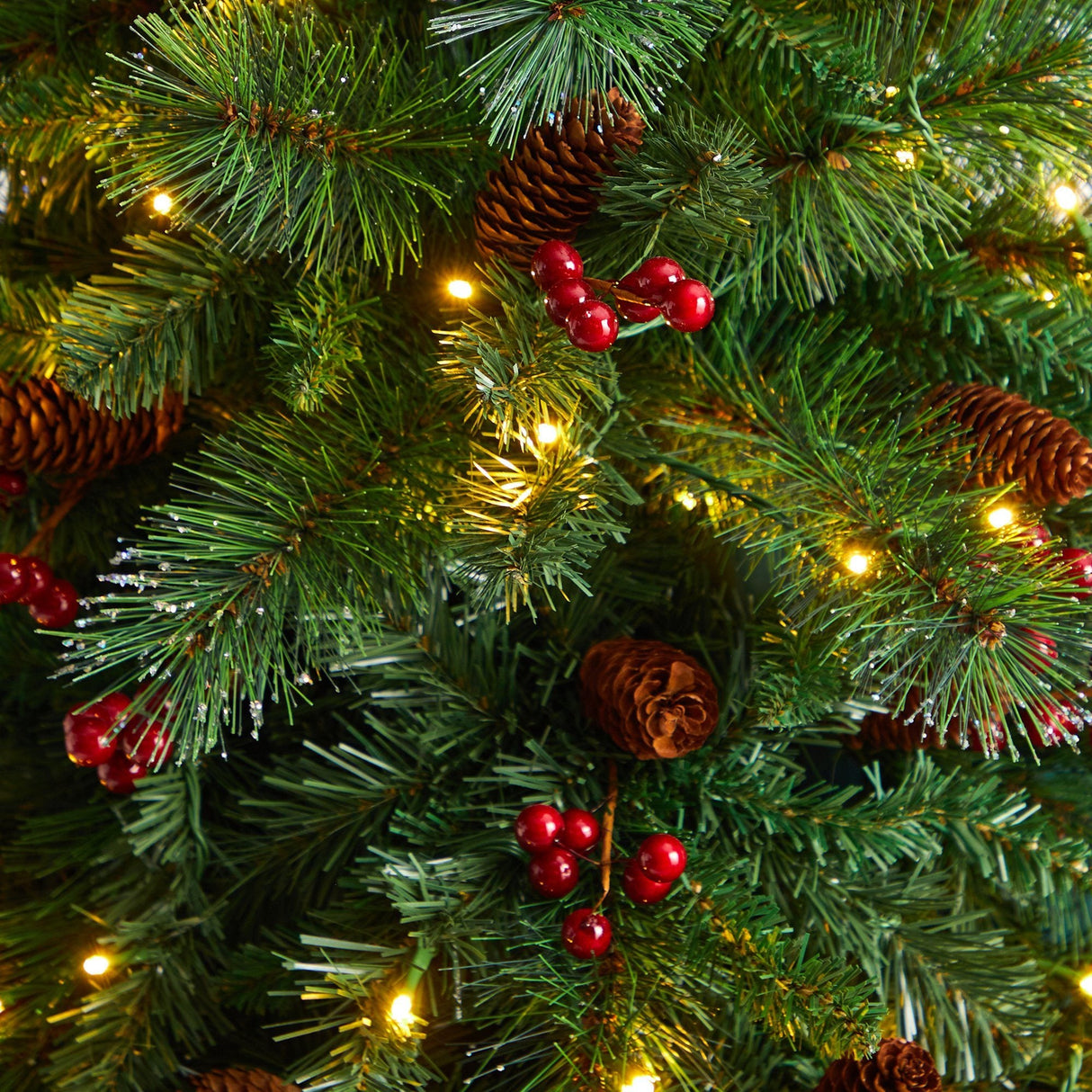 6’ Flat Back Montreal Mountain Artificial Christmas Tree with Pine Cones and Berries-Christmas Tree-Parc Decor