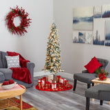 6’ Flocked Alpine Artificial Christmas Tree with 200 Lights and 580 Bendable Branches-Christmas Tree-Parc Decor