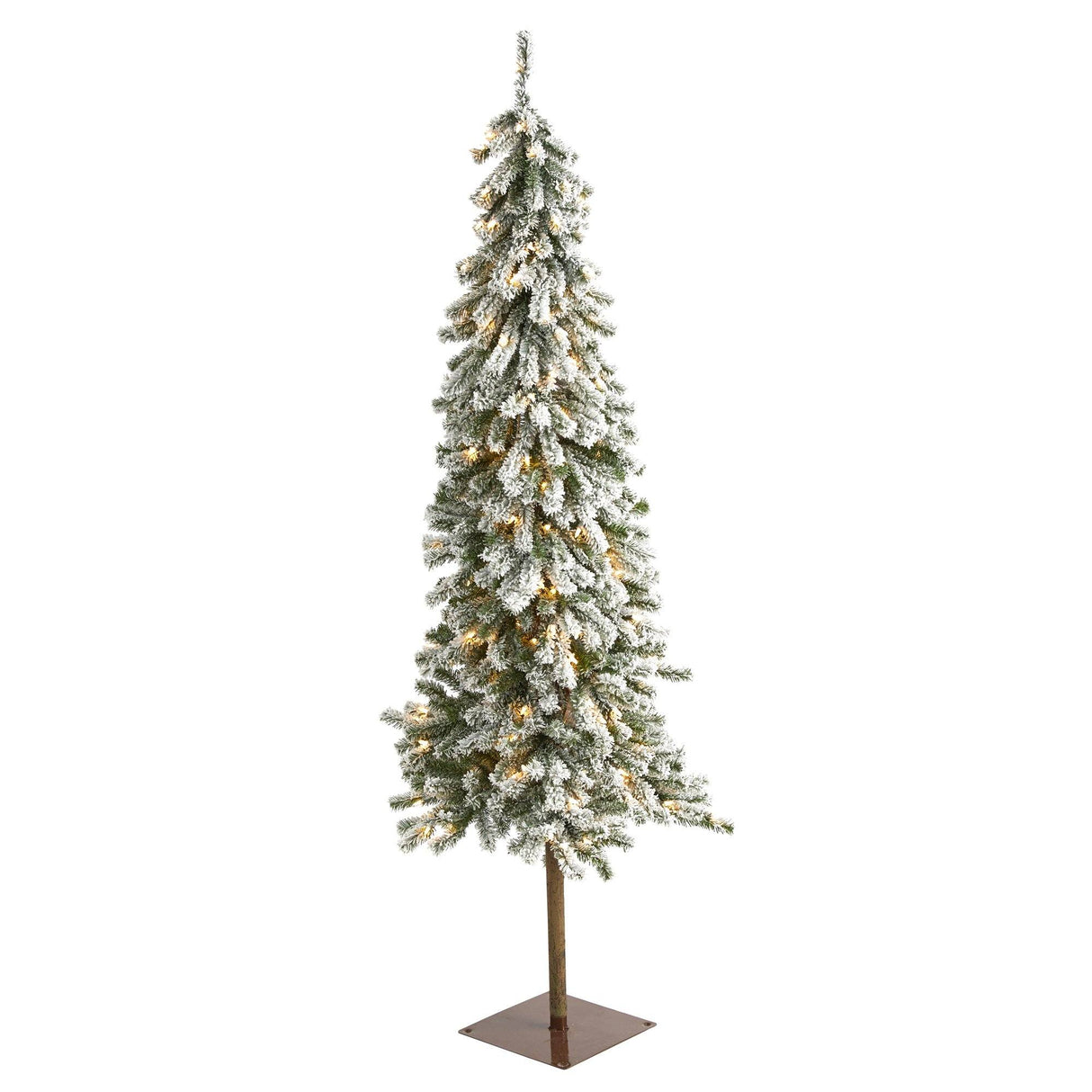 6’ Flocked Alpine Artificial Christmas Tree with 200 Lights and 580 Bendable Branches-Christmas Tree-Parc Decor