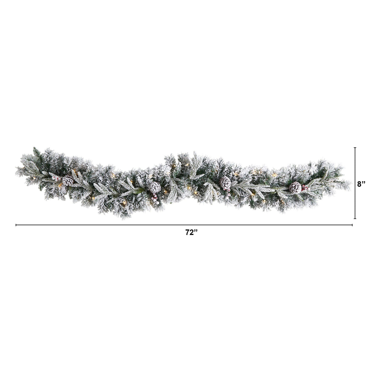 6’ Flocked Artificial Christmas Garland with Pine Cones and 35 Warm White LED Lights-Garland-Parc Decor