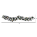 6’ Flocked Artificial Christmas Garland with Pine Cones and 35 Warm White LED Lights-Garland-Parc Decor