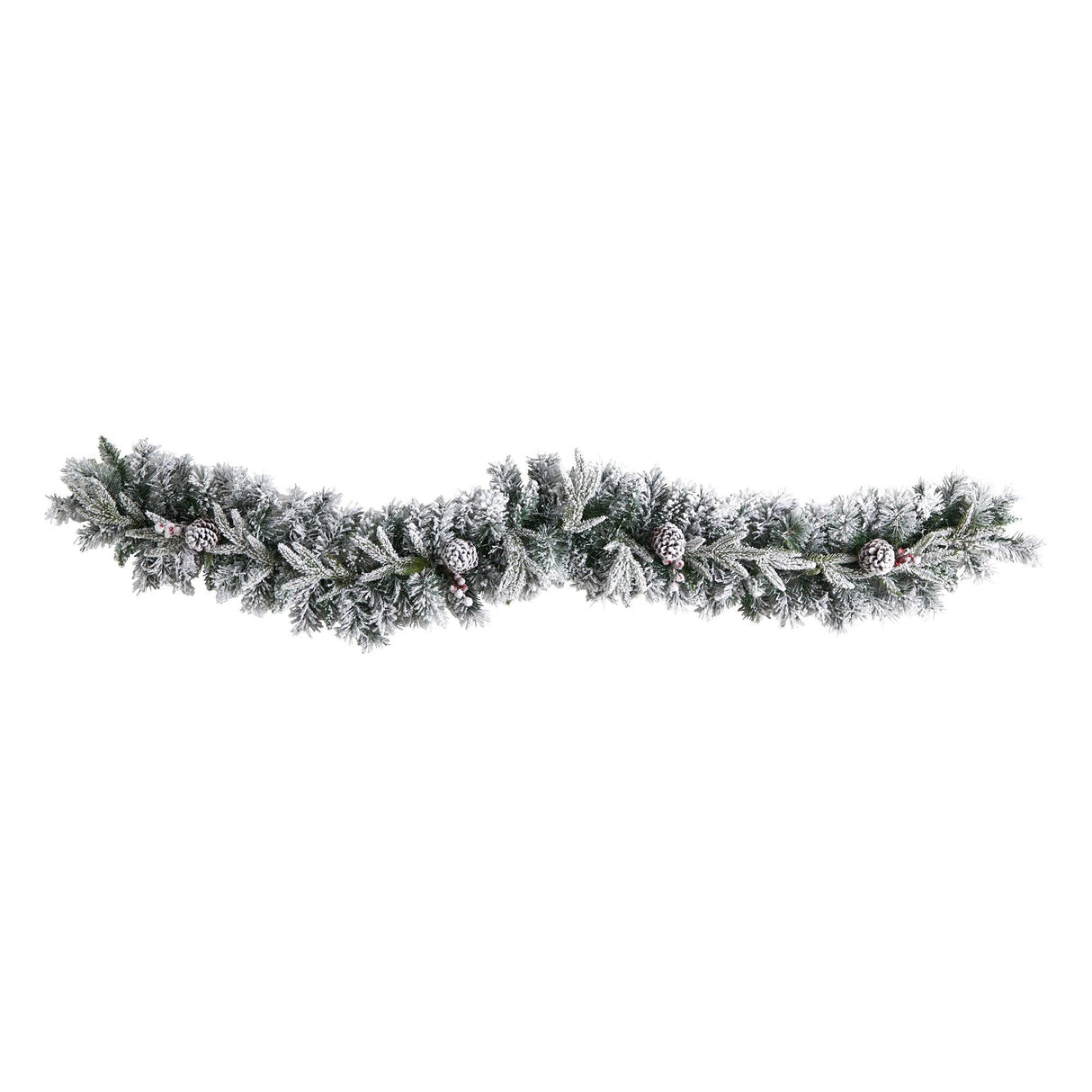 6’ Flocked Artificial Christmas Garland with Pine Cones and 35 Warm White LED Lights-Garland-Parc Decor