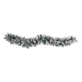 6’ Flocked Artificial Christmas Garland with Pine Cones and 35 Warm White LED Lights-Garland-Parc Decor