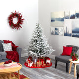 6’ Flocked Fraser Fir Artificial Christmas Tree with 500 Warm White Lights and 236 Bendable Branches-Christmas Tree-Parc Decor