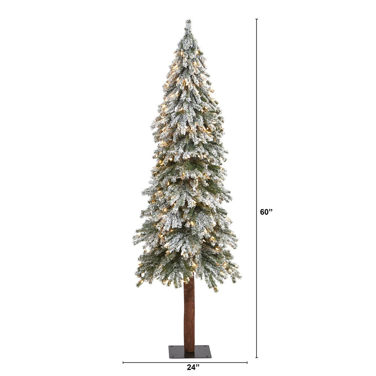 6’ Flocked Grand Alpine Artificial Christmas Tree with 300 Lights and 601 Branches on Natural Trunk-Christmas Tree-Parc Decor