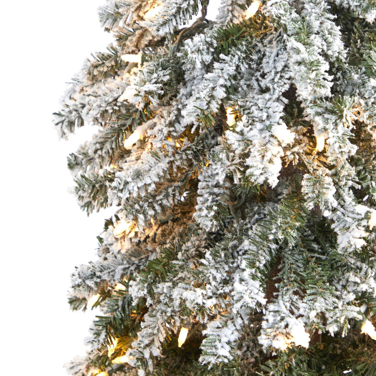 6’ Flocked Grand Alpine Artificial Christmas Tree with 300 Lights and 601 Branches on Natural Trunk-Christmas Tree-Parc Decor