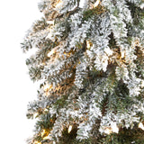 6’ Flocked Grand Alpine Artificial Christmas Tree with 300 Lights and 601 Branches on Natural Trunk-Christmas Tree-Parc Decor