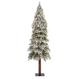 6’ Flocked Grand Alpine Artificial Christmas Tree with 300 Lights and 601 Branches on Natural Trunk-Christmas Tree-Parc Decor