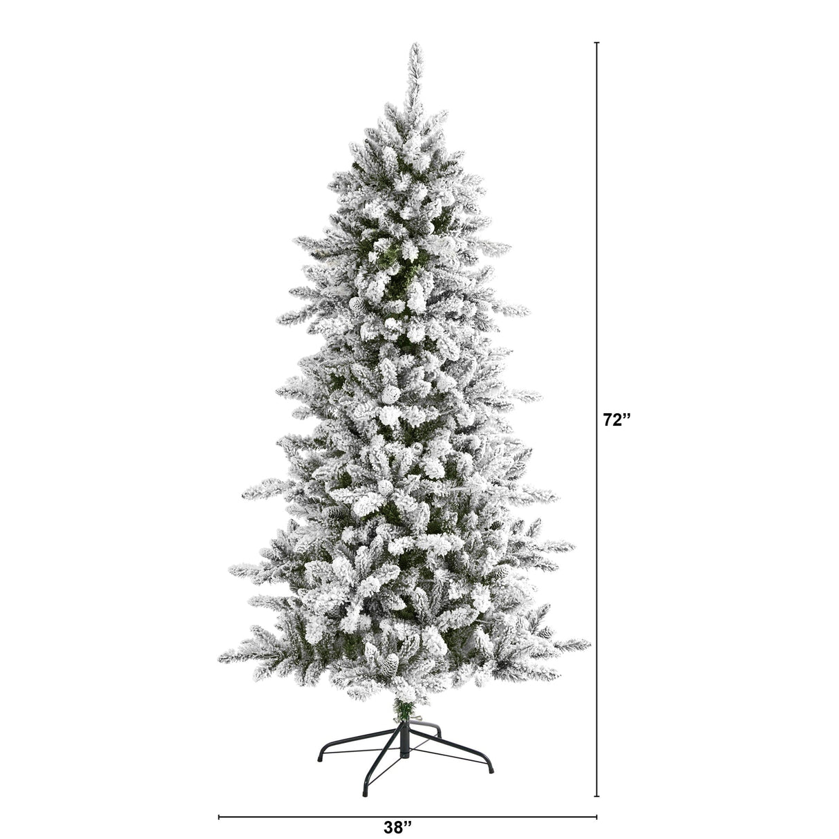 6’ Flocked Livingston Fir Artificial Christmas Tree with Pine Cones and 696 Bendable Branches-Christmas Tree-Parc Decor