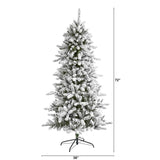 6’ Flocked Livingston Fir Artificial Christmas Tree with Pine Cones and 696 Bendable Branches-Christmas Tree-Parc Decor