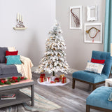 6' Flocked Montana Down Swept Spruce Artificial Christmas Tree with 250 Clear LED Lights-Christmas Tree-Parc Decor