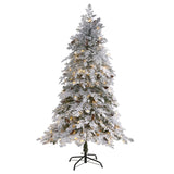 6' Flocked Montana Down Swept Spruce Artificial Christmas Tree with 250 Clear LED Lights-Christmas Tree-Parc Decor