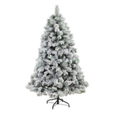 6’ Flocked Oregon Pine Artificial Christmas Tree with 300 Clear Lights and 551 Bendable Branches-Christmas Tree-Parc Decor