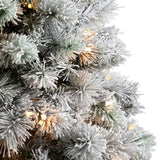6’ Flocked Oregon Pine Artificial Christmas Tree with 300 Clear Lights and 551 Bendable Branches-Christmas Tree-Parc Decor