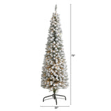 6’ Flocked Pencil Artificial Christmas Tree with 300 Clear Lights and 438 Bendable Branches-Christmas Tree-Parc Decor