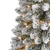 6’ Flocked Pencil Artificial Christmas Tree with 300 Clear Lights and 438 Bendable Branches-Christmas Tree-Parc Decor