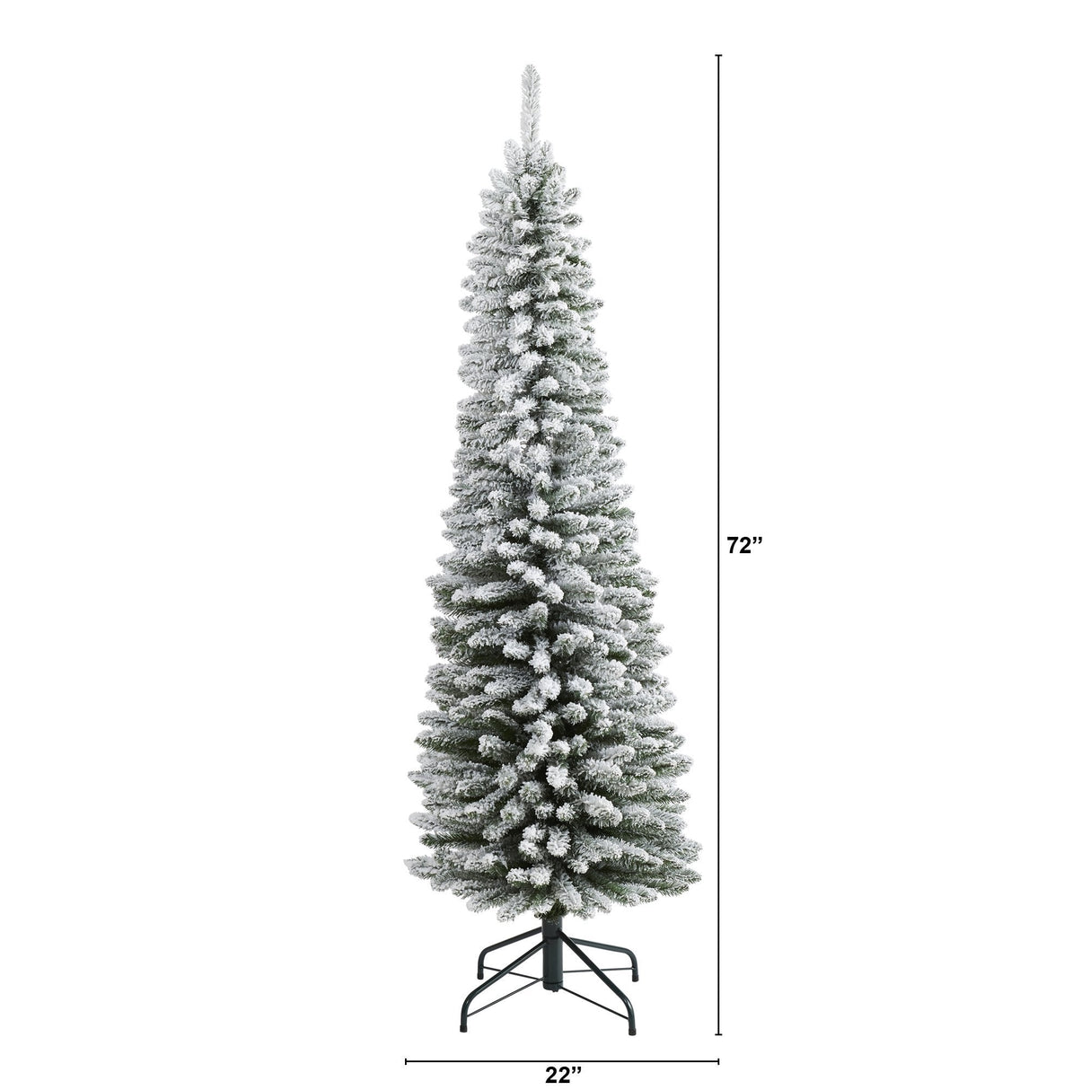 6’ Flocked Pencil Artificial Christmas Tree with 438 Bendable Branches-Christmas Tree-Parc Decor