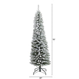 6’ Flocked Pencil Artificial Christmas Tree with 438 Bendable Branches-Christmas Tree-Parc Decor