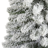 6’ Flocked Pencil Artificial Christmas Tree with 438 Bendable Branches-Christmas Tree-Parc Decor