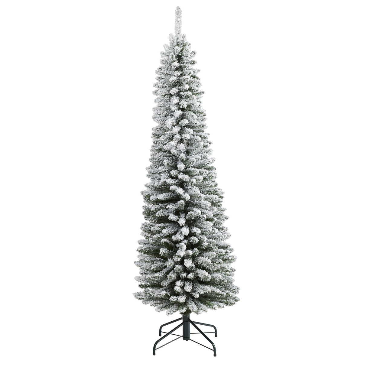 6’ Flocked Pencil Artificial Christmas Tree with 438 Bendable Branches-Christmas Tree-Parc Decor