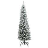 6’ Flocked Pencil Artificial Christmas Tree with 438 Bendable Branches-Christmas Tree-Parc Decor
