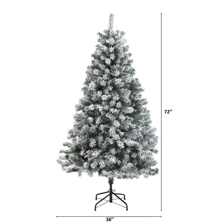 6' Flocked Rock Springs Spruce Artificial Christmas Tree-Christmas Tree-Parc Decor