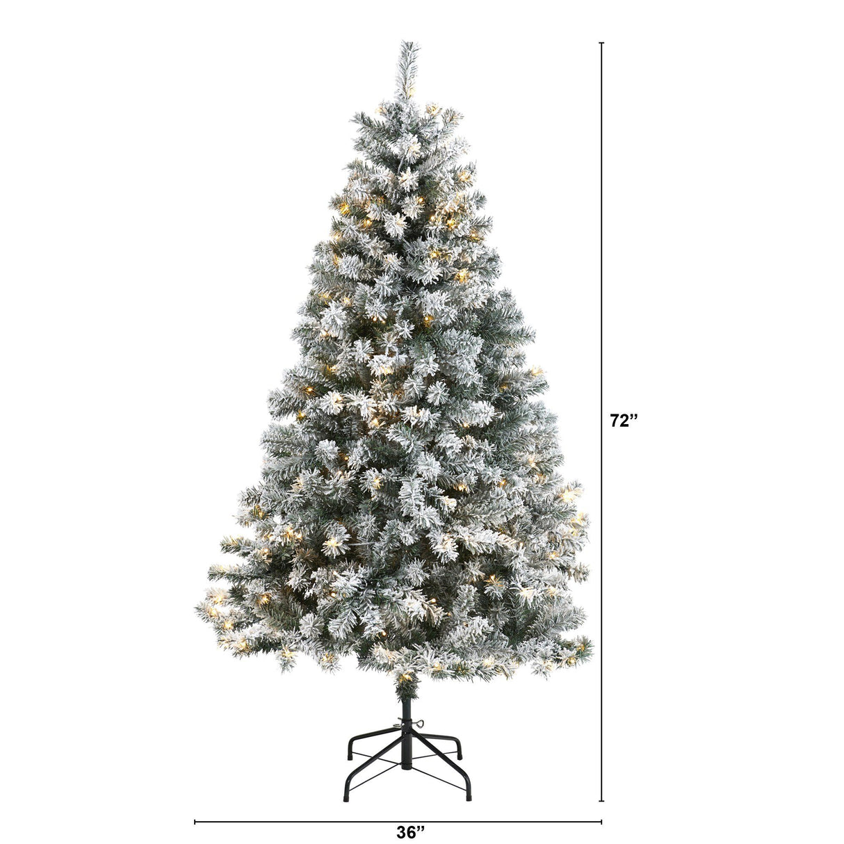 6' Flocked Rock Springs Spruce Artificial Christmas Tree with 250 Clear LED Lights-Christmas Tree-Parc Decor