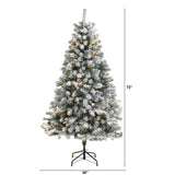 6' Flocked Rock Springs Spruce Artificial Christmas Tree with 250 Clear LED Lights-Christmas Tree-Parc Decor