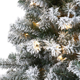 6' Flocked Rock Springs Spruce Artificial Christmas Tree with 250 Clear LED Lights-Christmas Tree-Parc Decor