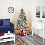 6' Flocked Rock Springs Spruce Artificial Christmas Tree with 250 Clear LED Lights-Christmas Tree-Parc Decor