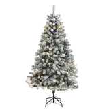 6' Flocked Rock Springs Spruce Artificial Christmas Tree with 250 Clear LED Lights-Christmas Tree-Parc Decor