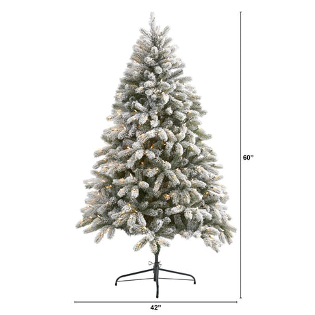 6’ Flocked South Carolina Spruce Artificial Christmas Tree with 450 Clear Lights and 925 Bendable Branches-Christmas Tree-Parc Decor