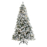 6' Flocked Vermont Mixed Pine Artificial Christmas Tree with 300 Clear LEDs Lights-Christmas Tree-Parc Decor