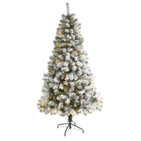 6' Flocked West Virginia Fir Artificial Christmas Tree with 250 Clear LED Lights-Christmas Tree-Parc Decor