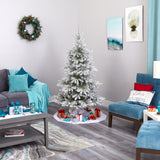 6’ Flocked West Virginia Spruce Artificial Christmas Tree with 300 Clear Lights and 850 Bendable Branches-Christmas Tree-Parc Decor