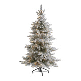 6’ Flocked West Virginia Spruce Artificial Christmas Tree with 300 Clear Lights and 850 Bendable Branches-Christmas Tree-Parc Decor