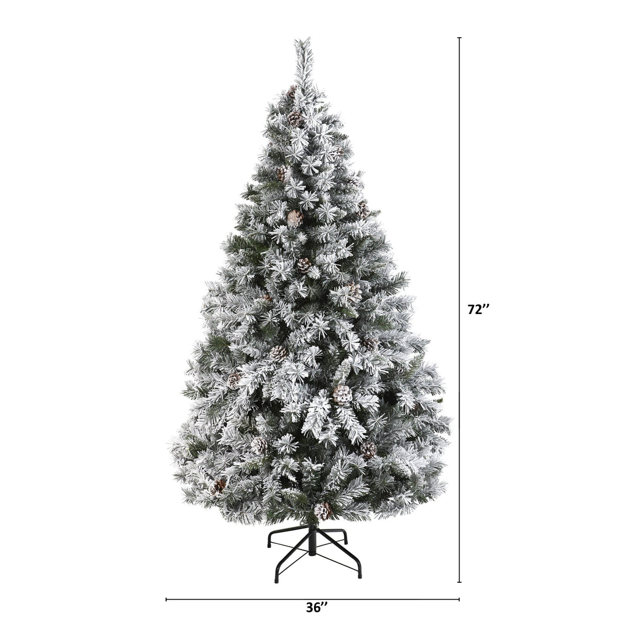 6' Flocked White River Mountain Pine Artificial Christmas Tree with Pinecones-Christmas Tree-Parc Decor