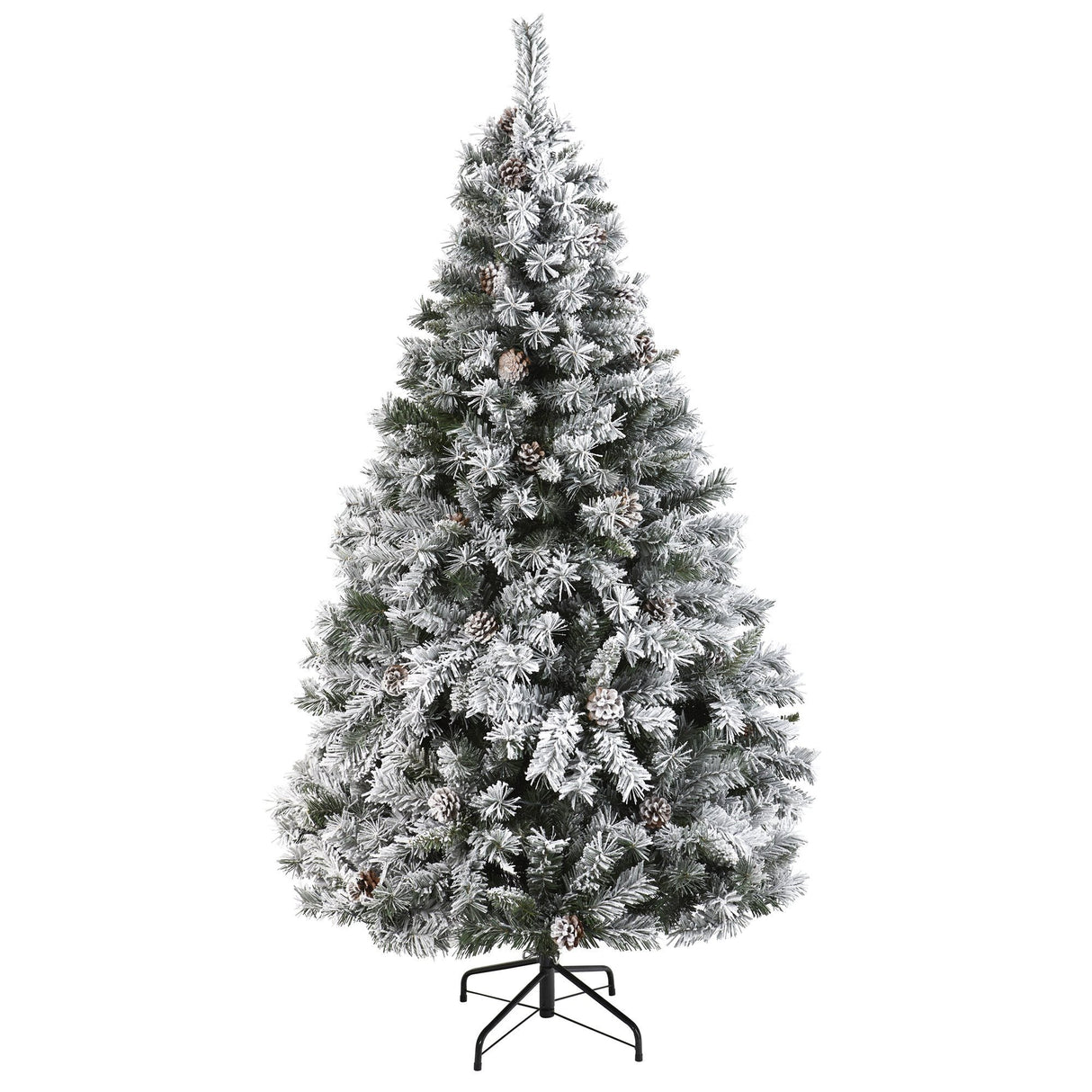 6' Flocked White River Mountain Pine Artificial Christmas Tree with Pinecones-Christmas Tree-Parc Decor