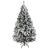 6' Flocked White River Mountain Pine Artificial Christmas Tree with Pinecones-Christmas Tree-Parc Decor