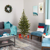 6’ Fraser Fir “Natural Look” Artificial Christmas Tree with 250 Clear LED Lights, a Burlap Base and 1243 Bendable Branches-Christmas Tree-Parc Decor