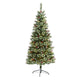 6’ Frosted Swiss Pine Artificial Christmas Tree with 300 Clear LED Lights and Berries-Christmas Tree-Parc Decor
