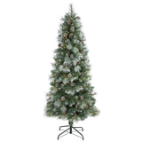 6’ Frosted Tip British Columbia Mountain Pine Artificial Christmas Tree with 250 Clear Lights, Pine Cones and 588 Bendable Branches-Christmas Tree-Parc Decor