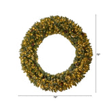 6’ Giant Flocked Christmas Wreath with Pinecones, 400 Clear LED Lights and 920 Bendable Branches-Wreath-Parc Decor