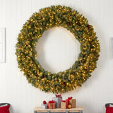 6’ Giant Flocked Christmas Wreath with Pinecones, 400 Clear LED Lights and 920 Bendable Branches-Wreath-Parc Decor