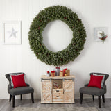 6’ Giant Flocked Christmas Wreath with Pinecones, 400 Clear LED Lights and 920 Bendable Branches-Wreath-Parc Decor