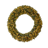 6’ Giant Flocked Christmas Wreath with Pinecones, 400 Clear LED Lights and 920 Bendable Branches-Wreath-Parc Decor