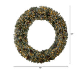 6’ Giant Flocked Christmas Wreath with Pinecones, 600 Clear LED Lights and 1000 Bendable Branches-Wreath-Parc Decor